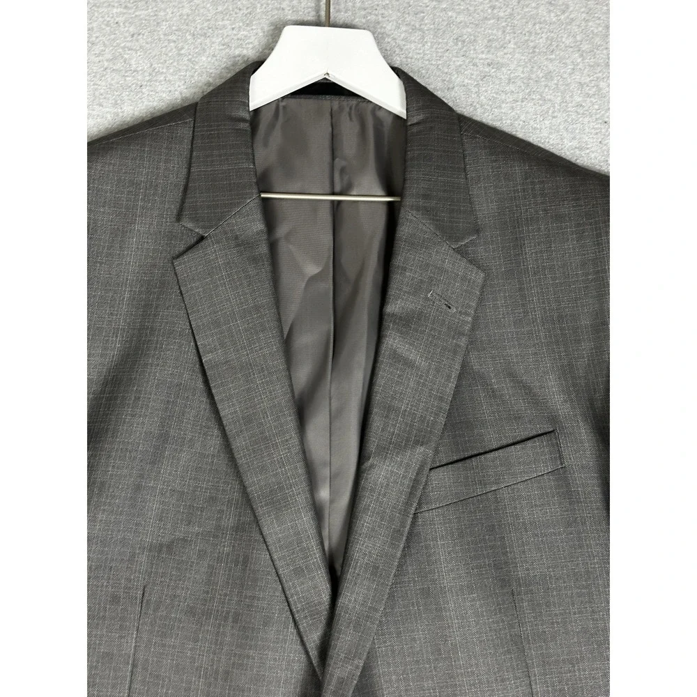 Kenneth Cole Blazer Mens 48R Gray Two Button Suit Jacket Sport Coat Classic Fit